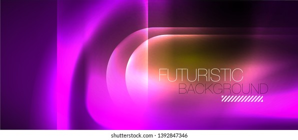 Neon glowing techno lines, blue hi-tech futuristic abstract background template, vector design