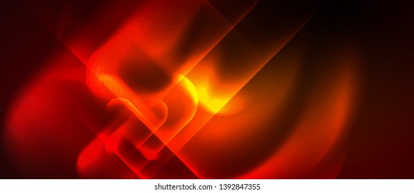 Neon glowing techno lines, blue hi-tech futuristic abstract background template, vector design