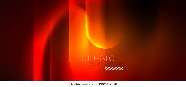 Neon glowing techno lines, blue hi-tech futuristic abstract background template, vector design