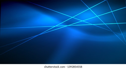 Neon glowing techno lines, blue hi-tech futuristic abstract background template