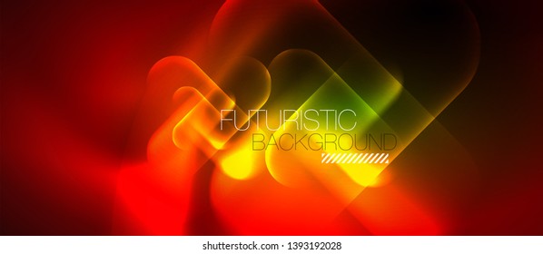 Neon glowing techno lines, blue hi-tech futuristic abstract background template, vector design