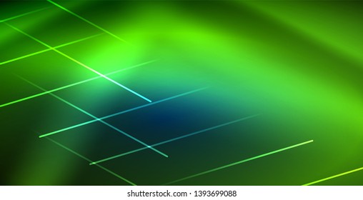 Neon glowing techno lines, blue hi-tech futuristic abstract background template
