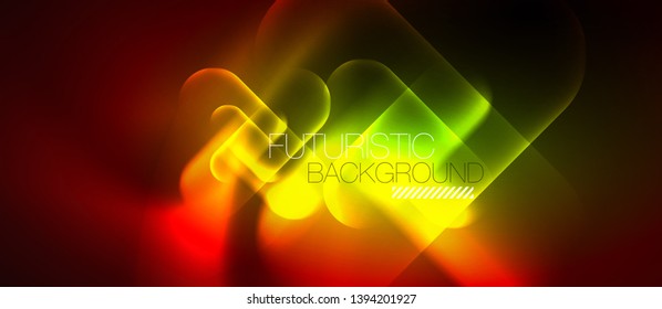 Neon glowing techno lines, blue hi-tech futuristic abstract background template, vector design