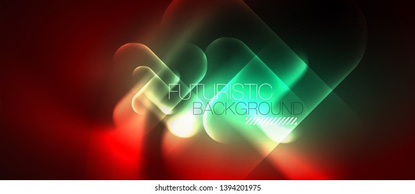 Neon glowing techno lines, blue hi-tech futuristic abstract background template, vector design