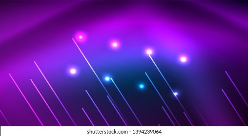 Neon glowing techno lines, blue hi-tech futuristic abstract background template
