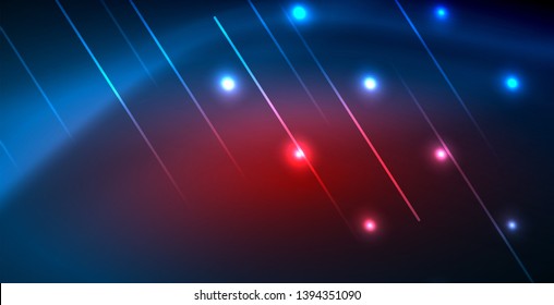 Líneas tecno brillantes neón, plantilla de fondo abstracto azul de alta tecnología futurista
