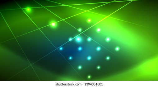 Neon glowing techno lines, blue hi-tech futuristic abstract background template