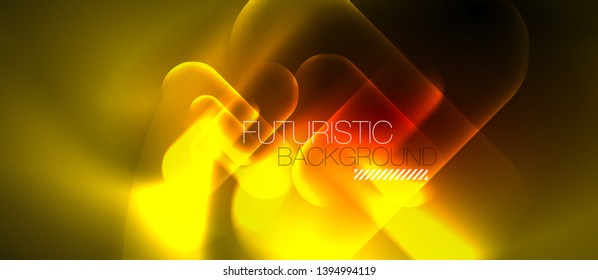 Neon glowing techno lines, blue hi-tech futuristic abstract background template, vector design