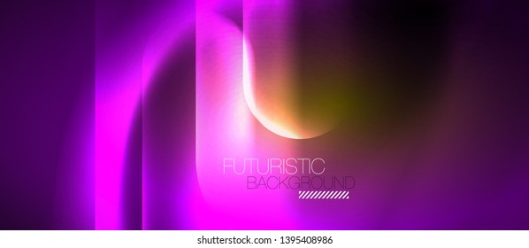 Neon glowing techno lines, blue hi-tech futuristic abstract background template, vector design