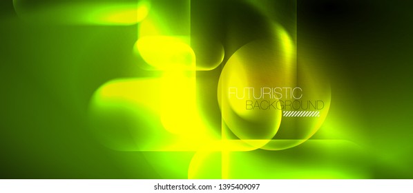 Neon glowing techno lines, blue hi-tech futuristic abstract background template, vector design