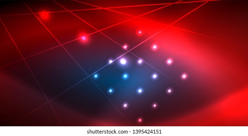 Neon glowing techno lines, blue hi-tech futuristic abstract background template