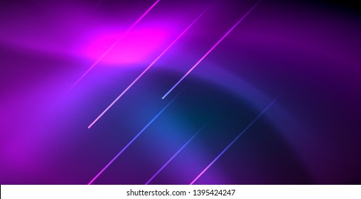 Neon glowing techno lines, blue hi-tech futuristic abstract background template