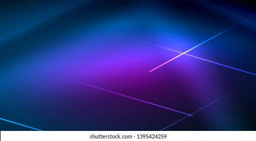 Neon glowing techno lines, blue hi-tech futuristic abstract background template