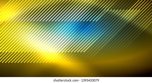 Neon glowing techno lines, blue hi-tech futuristic abstract background template