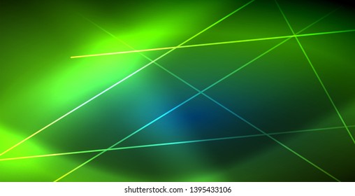Neon glowing techno lines, blue hi-tech futuristic abstract background template