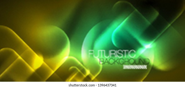 Neon glowing techno lines, blue hi-tech futuristic abstract background template, vector design