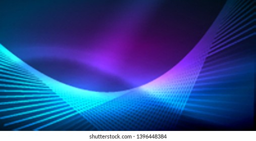 Líneas tecno brillantes neón, plantilla de fondo abstracto azul de alta tecnología futurista