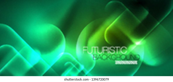 Neon glowing techno lines, blue hi-tech futuristic abstract background template, vector design