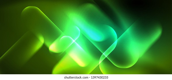 Neon glowing techno lines, blue hi-tech futuristic abstract background template, vector design