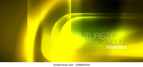 Neon glowing techno lines, blue hi-tech futuristic abstract background template, vector design