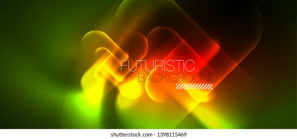 Líneas tecno brillantes de neón, plantilla de fondo abstracta azul de alta tecnología futurista, diseño vectorial