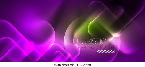 Neon glowing techno lines, blue hi-tech futuristic abstract background template, vector design