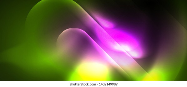 Neon glowing techno lines, blue hi-tech futuristic abstract background template, vector design