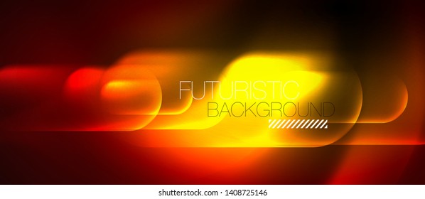 Neon glowing techno lines, blue hi-tech futuristic abstract background template, vector design