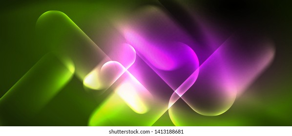 Neon glowing techno lines, blue hi-tech futuristic abstract background template, vector design