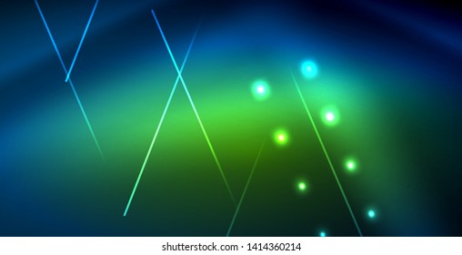 Líneas tecno brillantes neón, plantilla de fondo abstracto azul de alta tecnología futurista