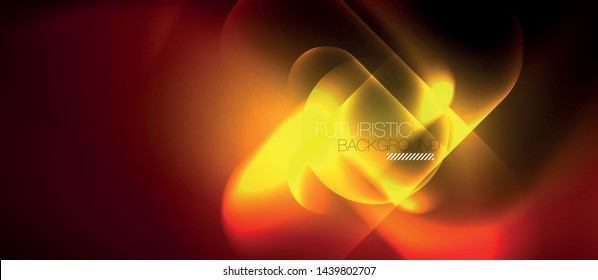 Neon glowing techno lines, blue hi-tech futuristic abstract background template, vector design