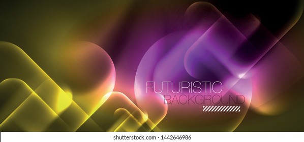Líneas tecno brillantes de neón, plantilla de fondo abstracta azul de alta tecnología futurista, diseño vectorial