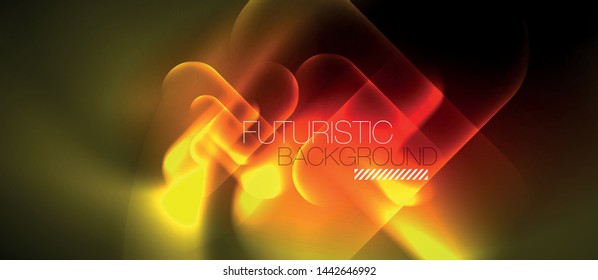 Líneas tecno brillantes de neón, plantilla de fondo abstracta azul de alta tecnología futurista, diseño vectorial