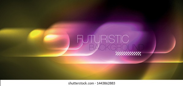 Neon glowing techno lines, blue hi-tech futuristic abstract background template, vector design