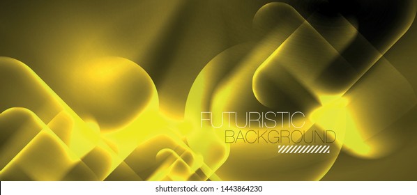 Neon glowing techno lines, blue hi-tech futuristic abstract background template, vector design