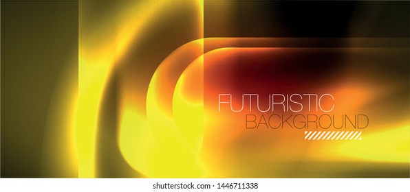 Neon glowing techno lines, blue hi-tech futuristic abstract background template, vector design
