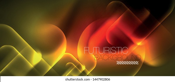Neon glowing techno lines, blue hi-tech futuristic abstract background template, vector design