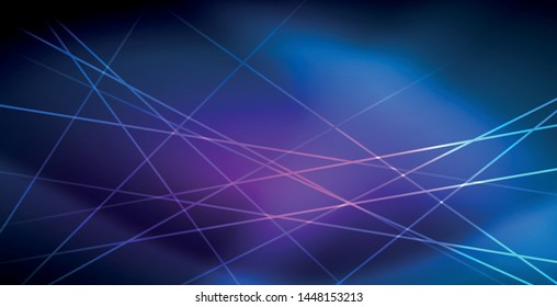 Neon glowing techno lines, blue hi-tech futuristic abstract background template
