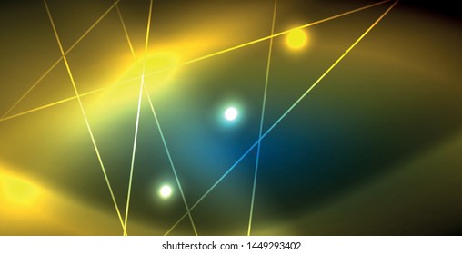 Neon glowing techno lines, blue hi-tech futuristic abstract background template