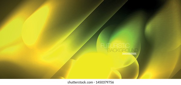 Neon glowing techno lines, blue hi-tech futuristic abstract background template, vector design