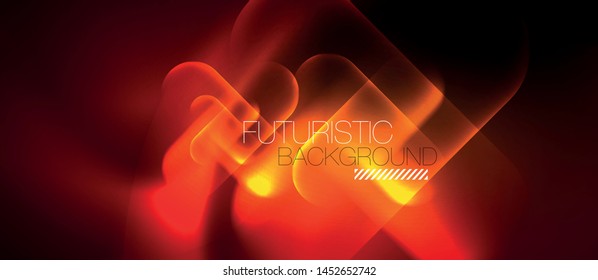 Neon glowing techno lines, blue hi-tech futuristic abstract background template, vector design