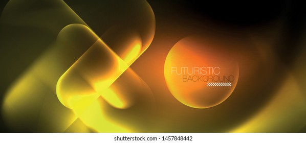 Neon glowing techno lines, blue hi-tech futuristic abstract background template, vector design