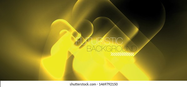 Neon glowing techno lines, blue hi-tech futuristic abstract background template, vector design