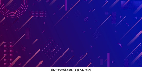 Neon glowing techno lines, blue hi-tech futuristic abstract background template, vector illustration design