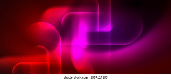 Neon glowing techno lines, blue hi-tech futuristic abstract background template, vector design