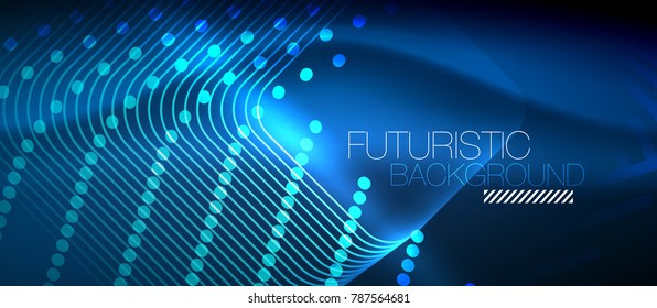 Neonleuchtende Techno-Linien, blaue, futuristisch-abstrakte Hintergrundvorlage mit quadratischen Formen