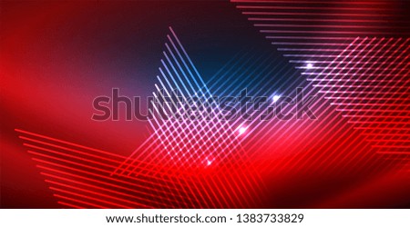 Neon glowing techno lines, blue hi-tech futuristic abstract background template