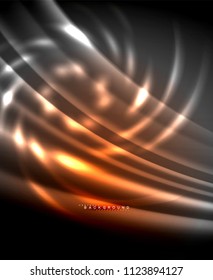 Neon glowing techno lines, hi-tech futuristic abstract background template with square shapes. Vector illustration