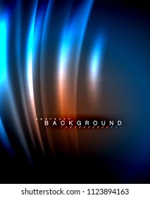 Neon glowing techno lines, hi-tech futuristic abstract background template with square shapes. Vector illustration