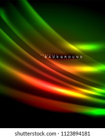 Neon glowing techno lines, hi-tech futuristic abstract background template with square shapes. Vector illustration
